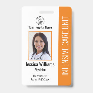 Modern bedrijfslogo foto oranje personeels-ID Badge