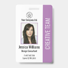 Modern bedrijfslogo foto paarse werknemers-ID-badg Badge