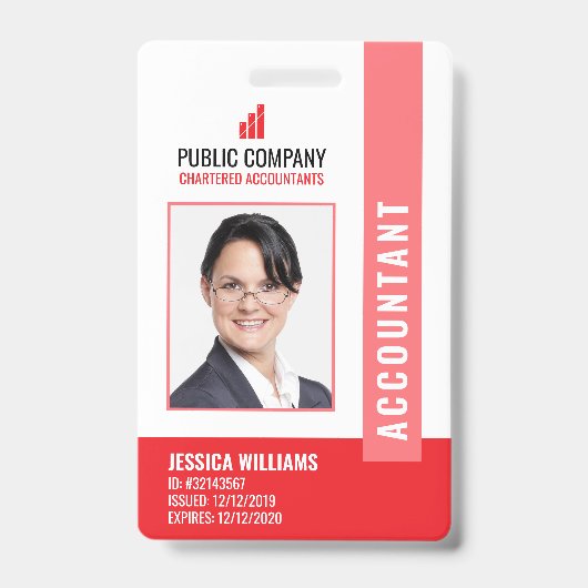 Modern bedrijfslogo foto personeels-ID Badge (Voorzijde)