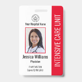 Modern bedrijfslogo foto rode personeels-ID Badge