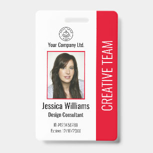 Modern bedrijfslogo foto rood personeels ID-badge Badge