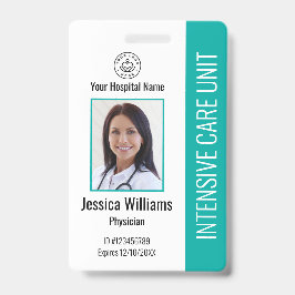 Modern bedrijfslogo foto teal personeels-ID Badge