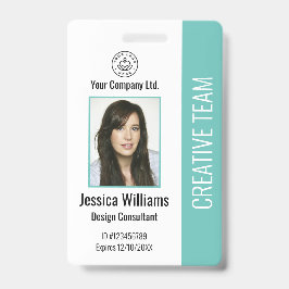 Modern bedrijfslogo foto turquoise personeelsauswe badge