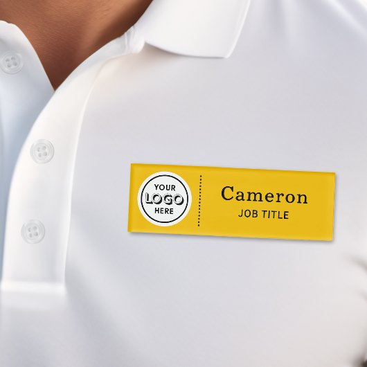Modern Bedrijfslogo Geel Personeelslid Naambadge