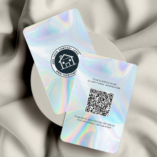 Modern Bedrijfslogo Minimaal Holografische QR Code Visitekaartje
