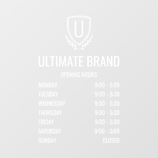 Modern Bedrijfslogo Openingstijden Ramensticker Raamsticker (Vel)