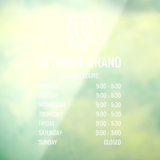 Modern Bedrijfslogo Openingstijden Ramensticker Raamsticker (Vel 3)