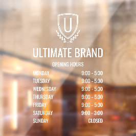 Modern Bedrijfslogo Openingstijden Ruitersticker Raamsticker