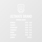 Modern bedrijfslogo openingstijden vensterfolie raamsticker (Vel)