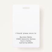 Modern bedrijfslogo personeelsnaam functie foto ID Badge (Achterkant)