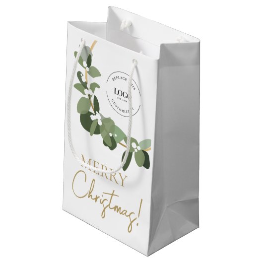 Modern Bedrijfslogo Prettig Kerstfeest Klein Cadeauzakje (Achterkant Gekanteld)