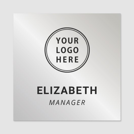 Modern bedrijfslogo professioneel zilver naamplaatje (Voorkant)