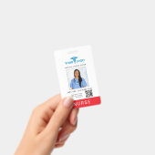 Modern bedrijfslogo QR-code verpleegster foto ID Badge (Handheld)
