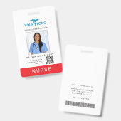 Modern bedrijfslogo QR-code verpleegster foto ID Badge (Voor- en achterkant)
