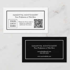Modern bedrijfslogo QR-code zwart wit Visitekaartje