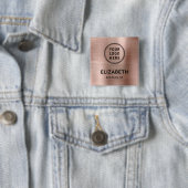 Modern bedrijfslogo Rose Goud naamlabel Vierkante Button 5,1 Cm (In situ)