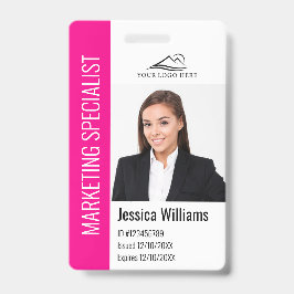 Modern bedrijfsmedewerker foto logo naam roze ID Badge