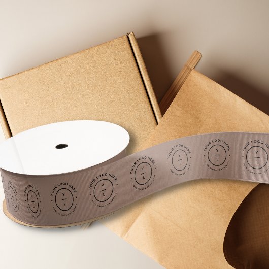 Modern bedrijfsmerk Beige Packaging Business Logo Grosgrain Lint