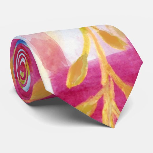 Modern bedrijfspatroon Abstrac Blue Pink Watercol Stropdas (Opgerold)