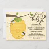 Modern Bee Birthday Party Kaart (Voorkant)