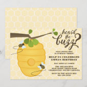 Modern Bee Birthday Party Kaart (Voorkant / Achterkant)