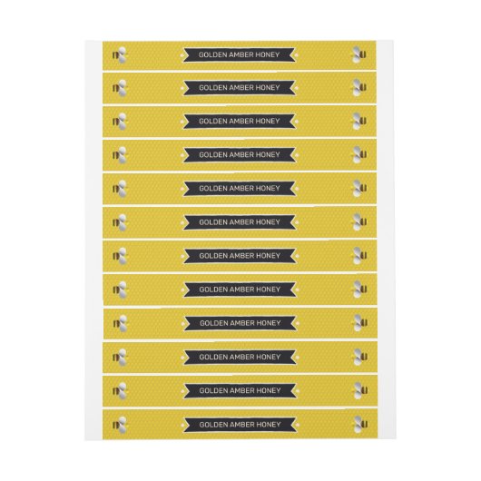 Modern Bee Icon Gold Honey Jar Etiket (Vel)