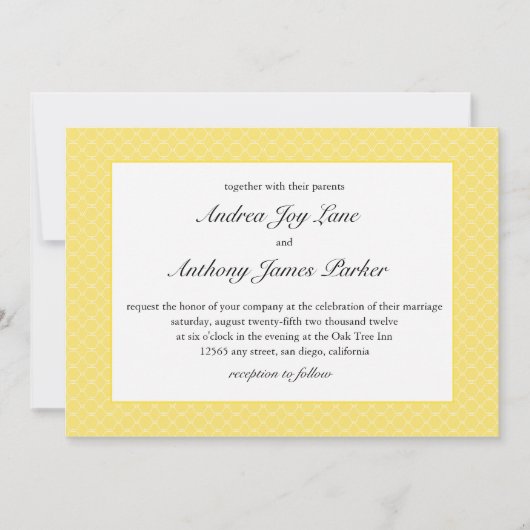 Modern Beehive Wedding Invitation in yellow Kaart (Voorkant)