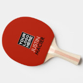 Modern beeld van merklogo met rode aangepaste naam tafeltennisbatje (Zijkant)
