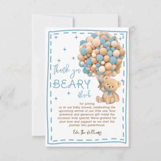 Modern Beer Ballonnen Barly Wachten blauw Baby sho Bedankkaart (Voorkant)