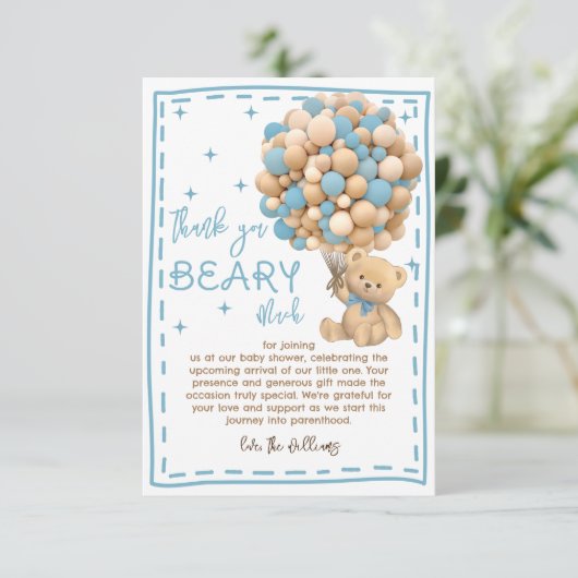 Modern Beer Ballonnen Barly Wachten blauw Baby sho Bedankkaart (Staand voorkant)