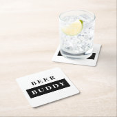 Modern Beer Buddy Black Funny Quote Kartonnen Onderzetters (Insitu)