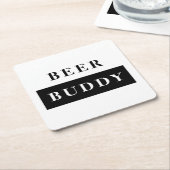 Modern Beer Buddy Black Funny Quote Kartonnen Onderzetters (Schuin)