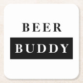 Modern Beer Buddy Black Funny Quote Kartonnen Onderzetters (Voorkant)