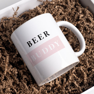 Modern Beer Buddy Black & Pink Funny Quote Mok