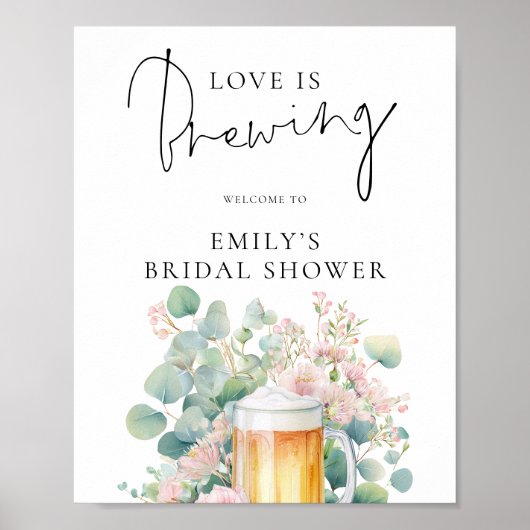 Modern Beer Love is Brewing Welcome Bridal Shower Poster (Voorkant)