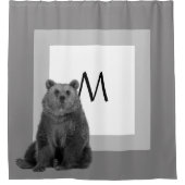 Modern Beer Monogram Cabin Black White Douchegordijn (Voorkant)