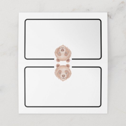 Modern Beer Verjaardag Place Card – Teddy Bear Tab Plaatskaartje (Buitenkant ongevouwen)