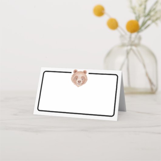 Modern Beer Verjaardag Place Card – Teddy Bear Tab Plaatskaartje (Voorkant)