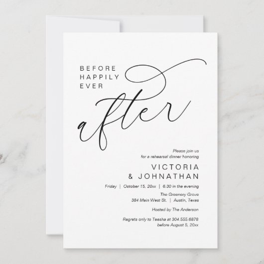 Modern Before Happily Ever After Rehearsal Dinner Kaart (Voorkant)