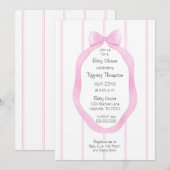 Modern behang roze witte strepen Baby shower Kaart (Voorkant / Achterkant)