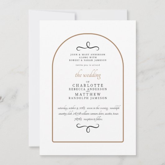 Modern Beide ouders GeometricWhite Wedding Kaart (Voorkant)