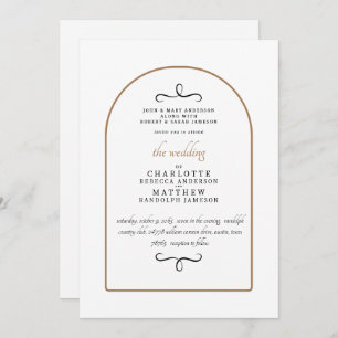 Modern Beide ouders GeometricWhite Wedding Kaart