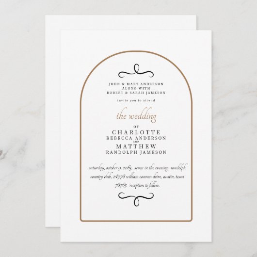 Modern Beide ouders GeometricWhite Wedding Kaart (Voorkant / Achterkant)