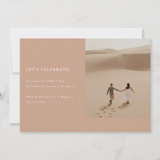 Modern Beige 2-Photo Elopement Wedding Reception Kaart (Achterkant)