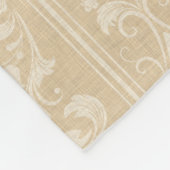 Modern Beige and Cream Floral Damask Monogrammed Fleece Deken (Hoek)