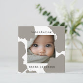 Modern Beige Aquarel Baby Aankondiging (Staand voorkant)