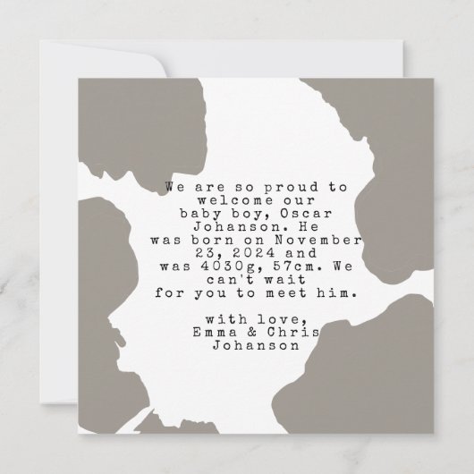 Modern Beige Aquarel Baby Aankondiging (Achterkant)