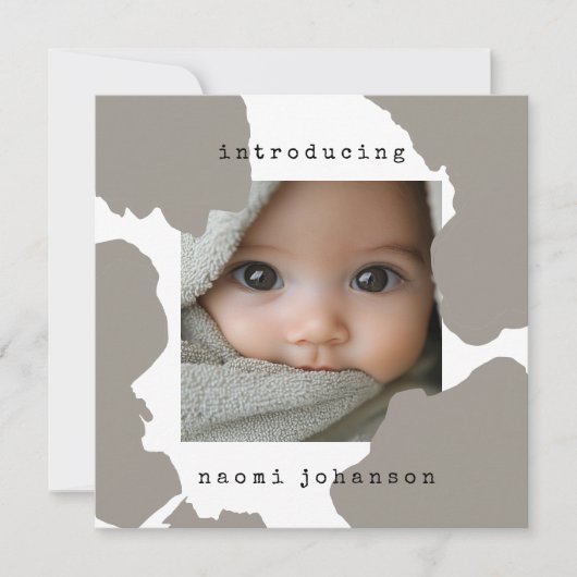 Modern Beige Aquarel Baby Aankondiging (Voorkant)