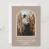 Modern Beige Arch Photo Wedding Save the Date (Voorkant)