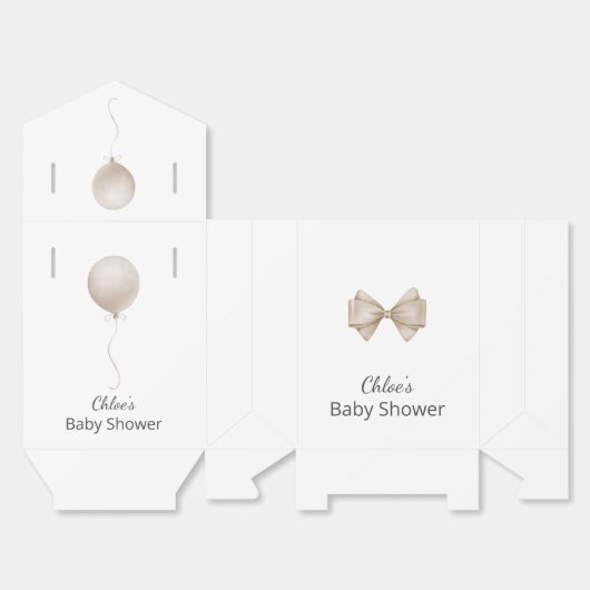 Modern Beige Balloon Boho Baby shower Bedankdoosjes (Ongevouwen)